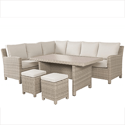 Small Image of Kettler Palma Right Hand Corner Sofa Set with Glass-Topped Table - Oyster and Stone