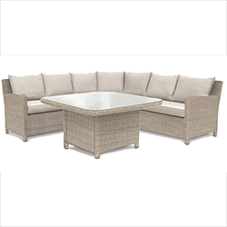 Image of Kettler Palma Grande Corner Sofa Set with Glass Topped Table in Oyster/Stone
