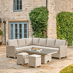 Small Image of Kettler Palma Right Hand Corner Sofa Set with S-Q Table in Oyster and Stone