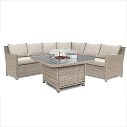 Small Image of Kettler Palma Grande Fire Pit Corner Sofa Set in Oyster/Stone