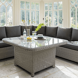 Extra image of EX DISPLAY / COLLECTION ONLY - Kettler Palma Grande Corner Sofa Set with Glass Topped Table  in White Wash / Taupe