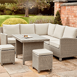 Small Image of Kettler Palma Mini Corner Sofa Dining Set with Slat Top Table in Oyster/Stone