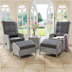 Small Image of Kettler Palma Signature Recliner Duet Set in White Wash/Taupe