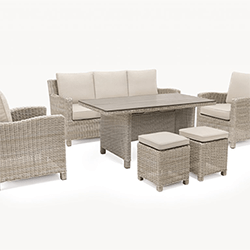 Small Image of Kettler Palma Sofa Set with Slat Top Table, in Oyster and Stone