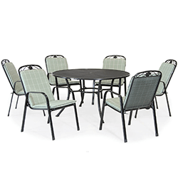 Small Image of Kettler Siena 6 Seat Dining Set - Sage - NO PARASOL