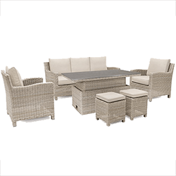 Small Image of Kettler Palma Sofa Set with Height Adjustable Table in Oyster