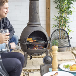 Extra image of Sierra Bronze Jumbo Cast Iron Chiminea Fireplace with Grill