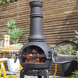 Small Image of Sierra Bronze Large Cast Iron Chiminea with Grill by La Hacienda