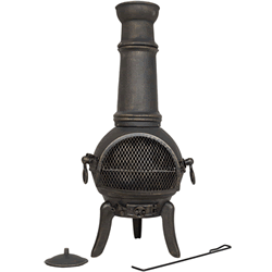 Extra image of Sierra Bronze Extra Large Cast Iron Chiminea Fireplace with Grill