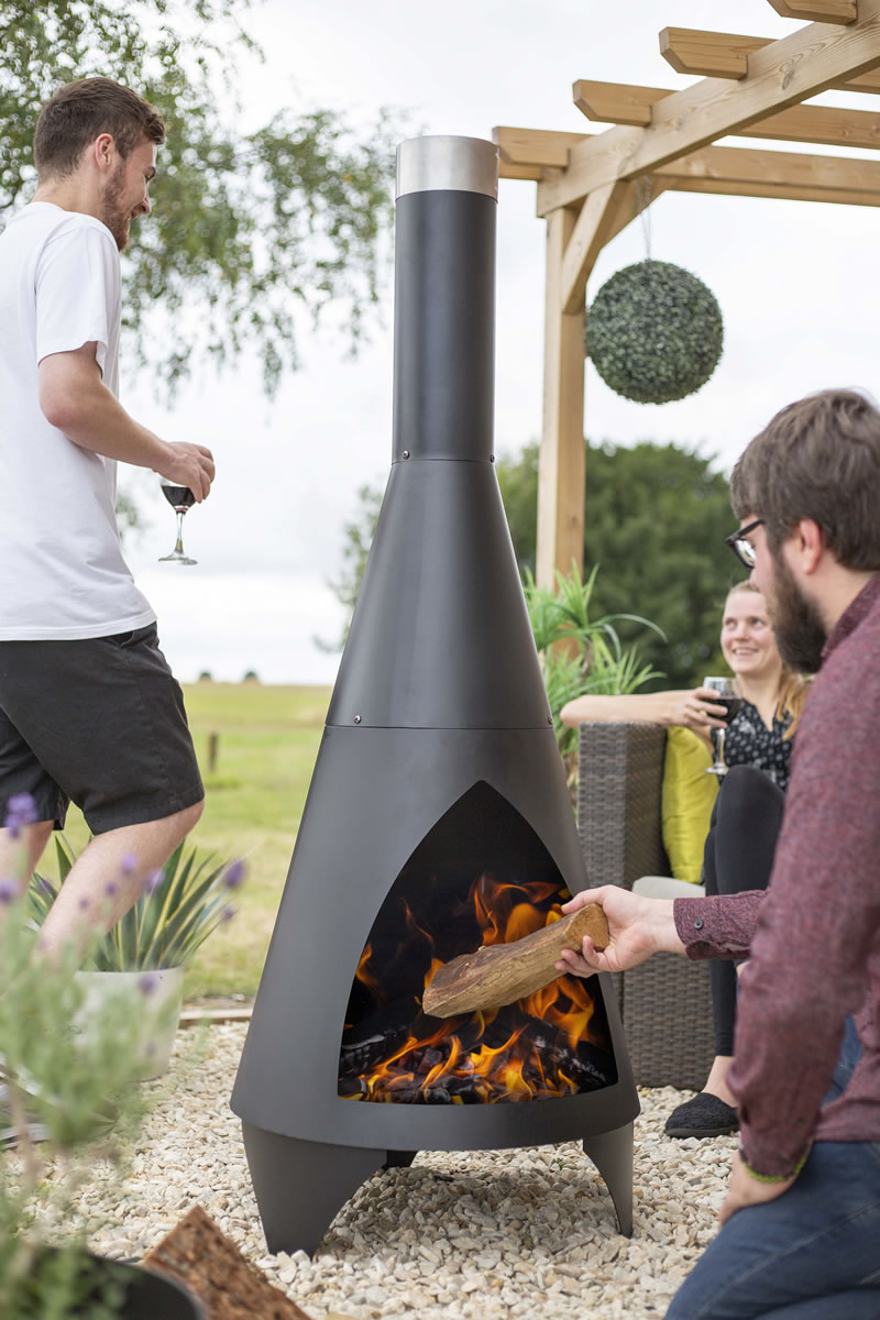 Colorado Black Extra Large Steel Chiminea by La Hacienda - £249.99 |  Garden4Less UK Shop