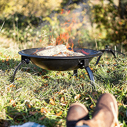 Extra image of La Hacienda Explorer Firebowl with Grill and Folding Legs - Black