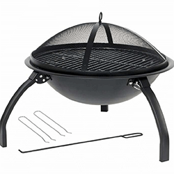 Extra image of La Hacienda Explorer Firebowl with Grill and Folding Legs - Black