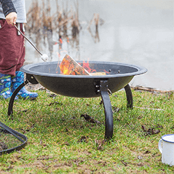 Image of La Hacienda Explorer Firebowl with Grill and Folding Legs - Black