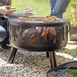 Image of La Hacienda Bronze Wildfire Firebowl with BBQ Grill