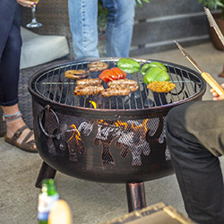 Extra image of La Hacienda Bronze Wildfire Firebowl with BBQ Grill