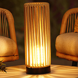Extra image of Lume Tubetto Latte Rope 34cm Table Lamp