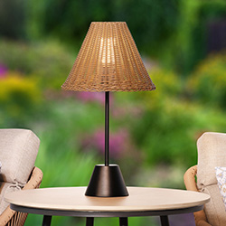 Image of Lume Elba Sesame Rattan 50cm Table Lamp