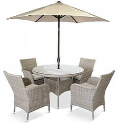 Small Image of LG Monaco Sand 4 Seat Dining Set with 2.5m Parasol