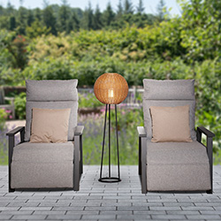 Image of Lume Orta Sesame Rattan 120cm Floor Lamp