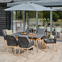 Image of LG Peru 6 Seat Rectangular Dining Set with 3m Parasol