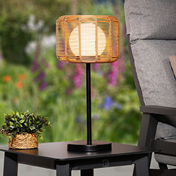 Image of Lume Toscana Sesame Rattan 56cm Table Lamp
