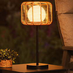 Extra image of Lume Toscana Sesame Rattan 56cm Table Lamp