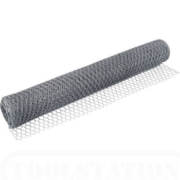 Image of 25m long, 90cm Tall Roll of Galvanised Chicken Wire Mesh - 25mm Mesh Size