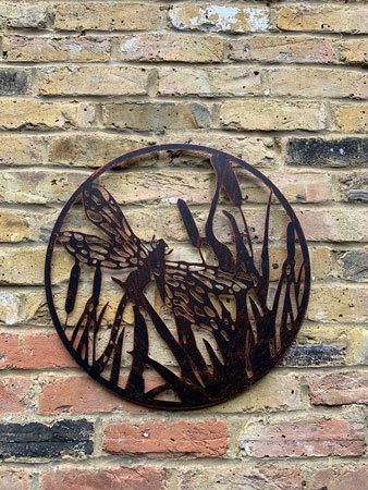 Image of Dragonfly Copper Finish Steel Garden Screen - 50cm dia.