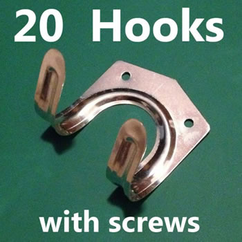Image of 20 x Double Metal Storage Wall Shed Hooks with Screws For Hanging Tools