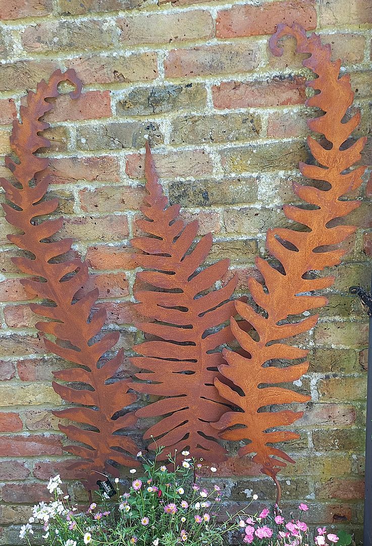 Image of Set Of 3 Rustic Giant Fern Wall Art Sculptures