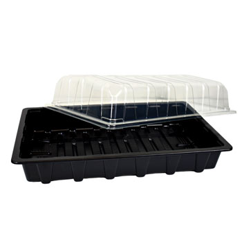 Image of Nutley's Clear Plastic Full Size Seed Propagator Lid and Seed Tray - Tray: With Holes - Pack Quantity: 3