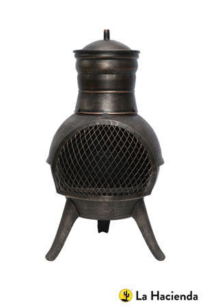 Extra image of La Hacienda Squat Bronze effect Cast Iron/Steel Chiminea Patio Heater