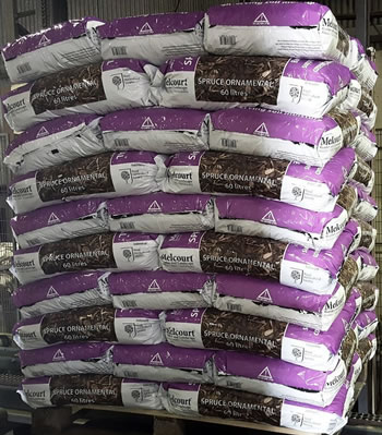 Image of 60L bag of RHS endorsed Melcourt spruce bark mulch for your garden weed control