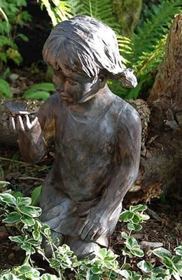Image of Girl With Butterfly Resin Sculpture