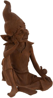 Image of Sitting Pixie Garden Ornament - Cold Cast Iron