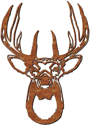 Image of Stag Head Rustic Steel Garden Wall Plaque - 75cm Tall