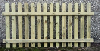 Image of Wooden Picket Garden Fence Panel 90cm (3ft) Tall x 1.8m (6ft) Long - Hand Built Pressure Treated Wood