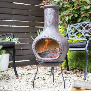 Image of Oxford Barbecues Tulip Dark Red Clay Chiminea Patio Heater
