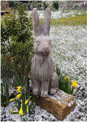 Image of Large Hare Sculpture - Stone Effect
