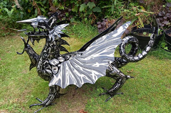Image of Welsh Dragon Garden Ornament Sculpture 85cm long