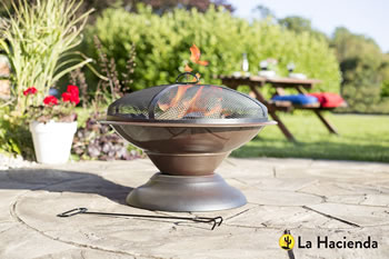 Image of La Hacienda Enamelled Firepit Patio Heater Bronze