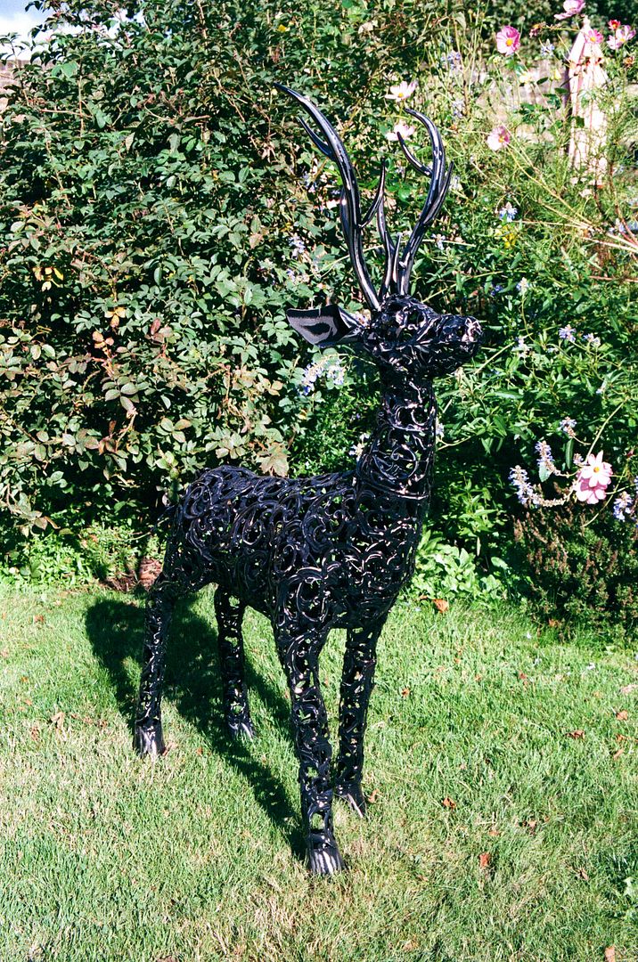 Image of Standing Filigree Metal Stag Garden Ornament - 1.2m (4ft)