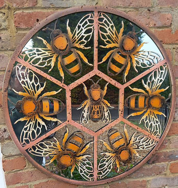 Image of Bees In Honeycomb Framed Wall Mirror For Your Home Or Garden - 80cm Diameter