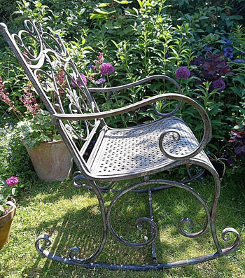 Image of Ornate Metal Rocking Chair, 105cm tall