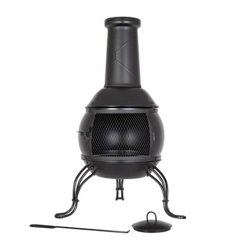 Image of Lomas Medium Black Steel Chiminea Patio Heater