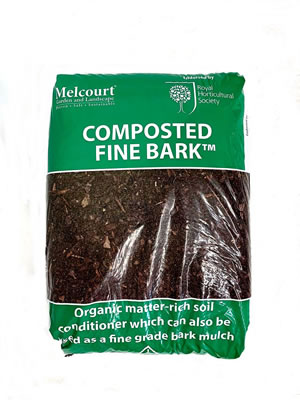 Image of 50L bag of Melcourt RHS Endorsed Compost Fine Bark for soil improvement planting