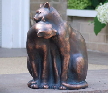 Image of Hand Finished Resin Model of Cats Nuzzling with Bronze Patina