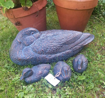 Image of Duck and Three Ducklings Garden Ornaments
