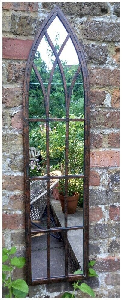Image of Metal Rustic Gothic Arch Slimline Mirror - 1m Tall