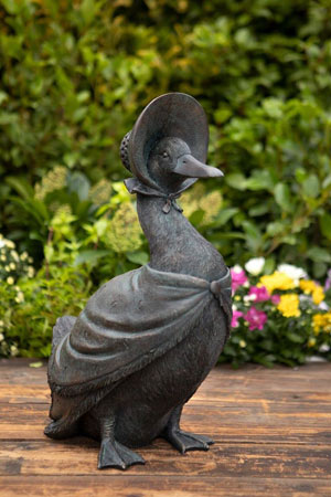 Image of 44 cm Jemima Puddle duck solid resin sculpture garden ornament Beatrix Potter